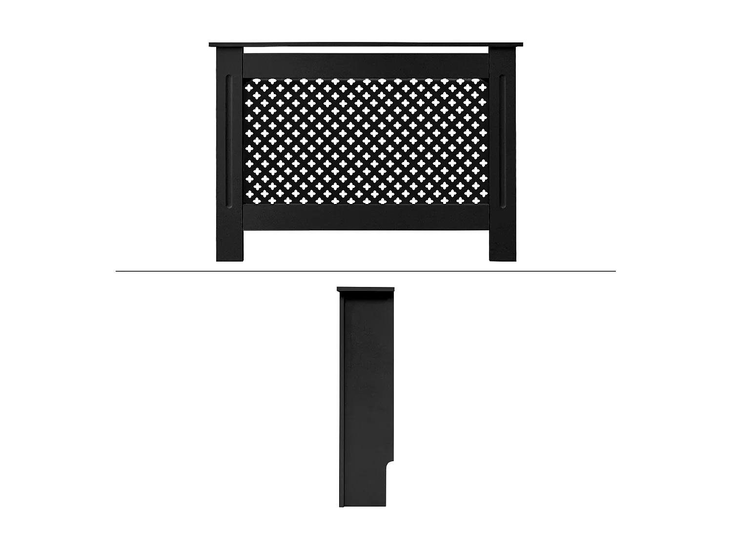 ECD Germany Copritermosifone in legno MDF nero 112x19x82 cm con motivo a nido d'ape piano d'appoggio copertura protettiva per radiatore