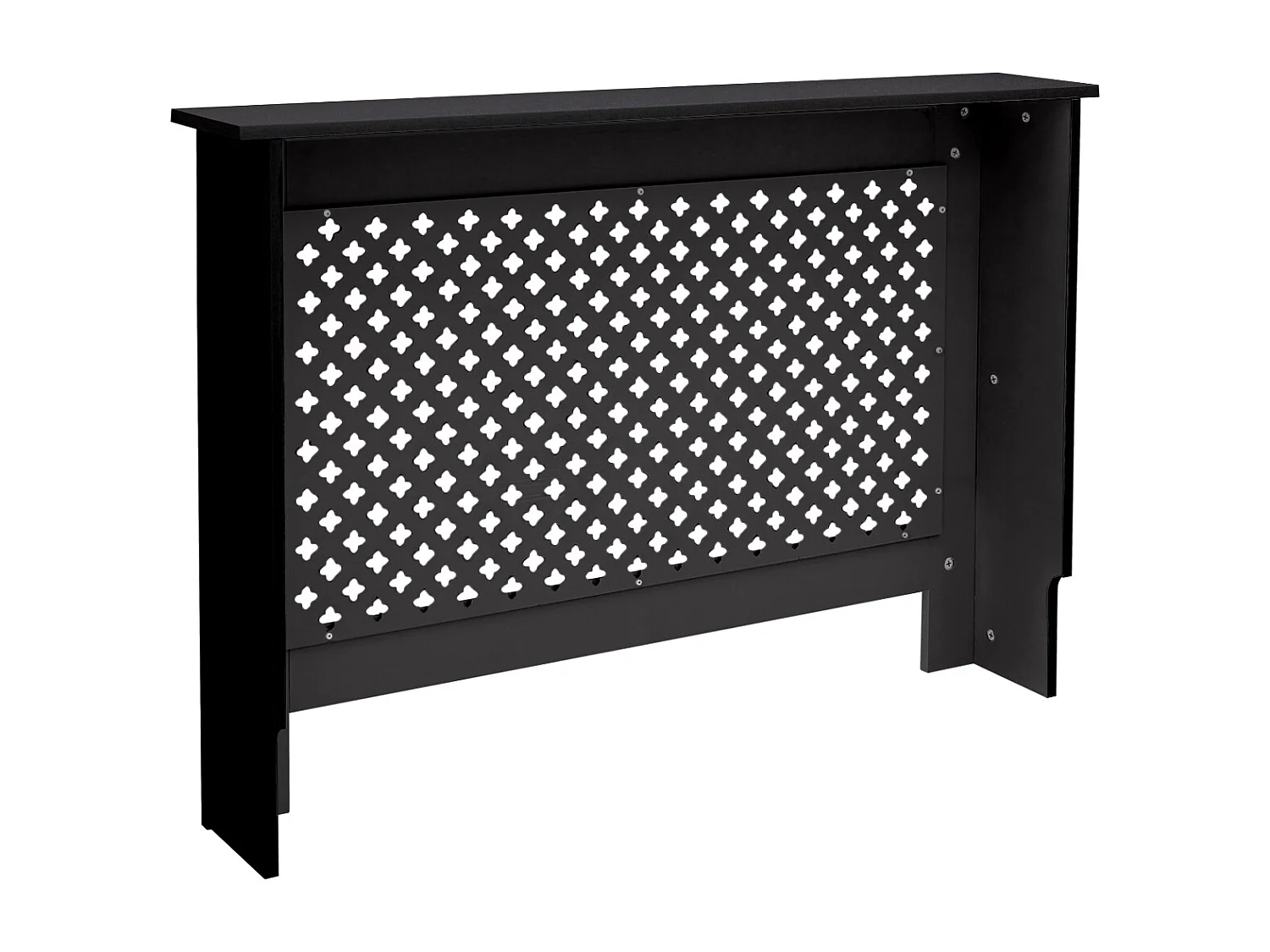 ECD Germany Copritermosifone in legno MDF nero 112x19x82 cm con motivo a nido d'ape piano d'appoggio copertura protettiva per radiatore