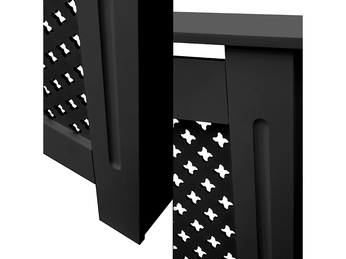 ECD Germany Copritermosifone in legno MDF nero 112x19x82 cm con motivo a nido d'ape piano d'appoggio copertura protettiva per radiatore