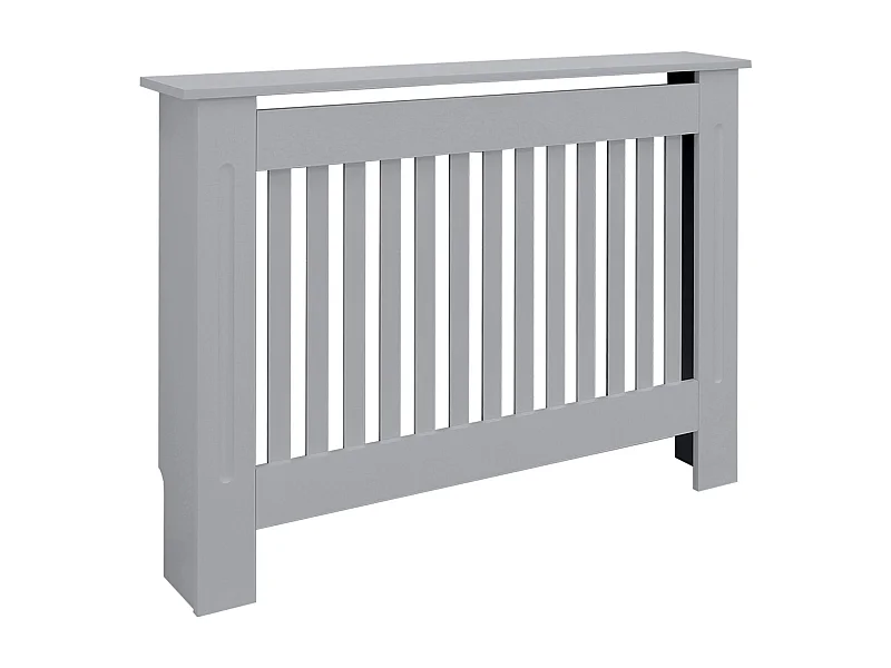 ECD Germany Cubierta para radiador 112x19x82cm MDF lacado gris diseño de láminas mueble protector vintage con acabado mate para calefacción de pared