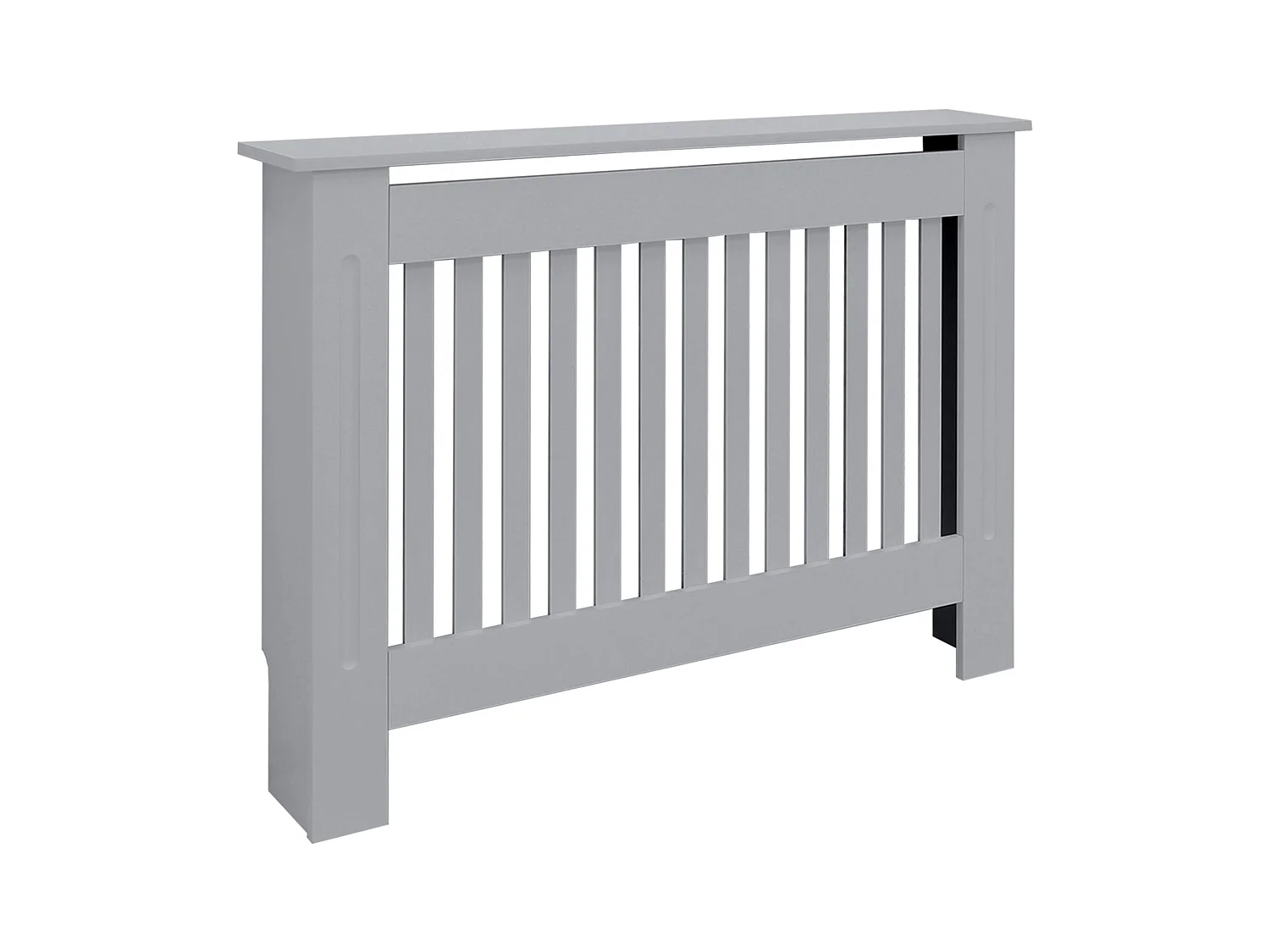 Cache-radiateur 112x19x82 cm gris à lattes verticales avec une surface d'étagère habillage robuste en bois MDF matériel de montage mural inclus