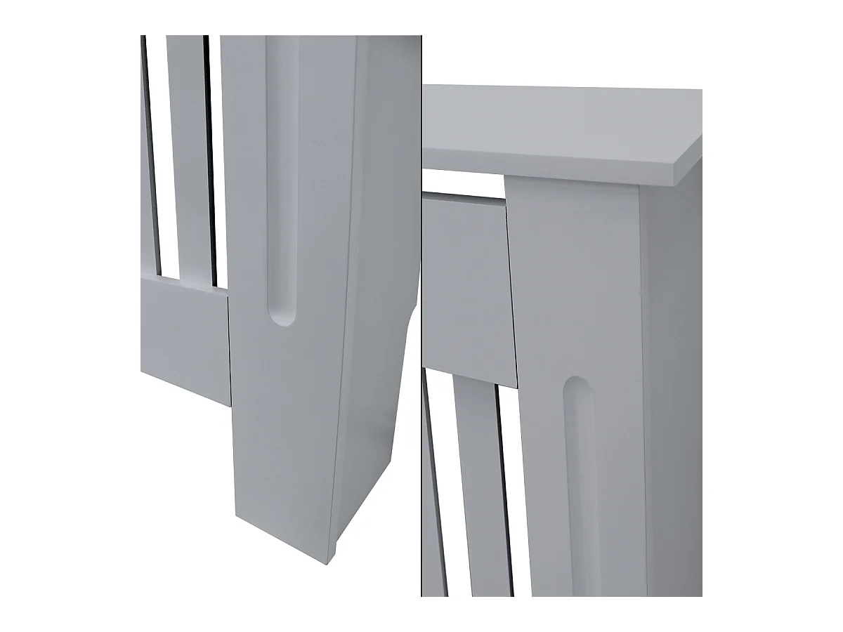 Cache-radiateur 112x19x82 cm gris à lattes verticales avec une surface d'étagère habillage robuste en bois MDF matériel de montage mural inclus