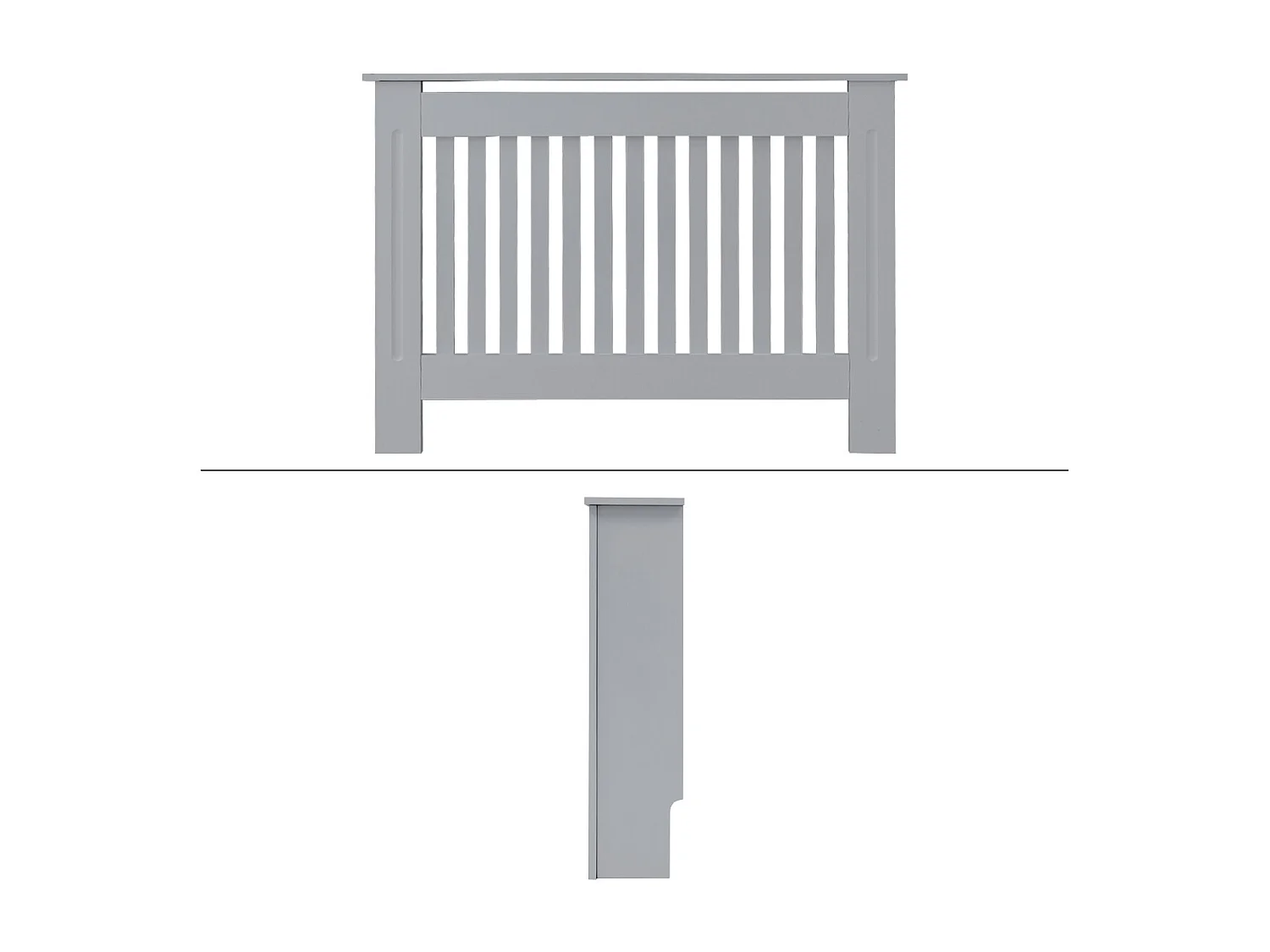 ECD Germany Copritermosifone in legno MDF laccato grigio 112x19x82 cm stile rustico con piano d'appoggio copertura protettiva per radiatore