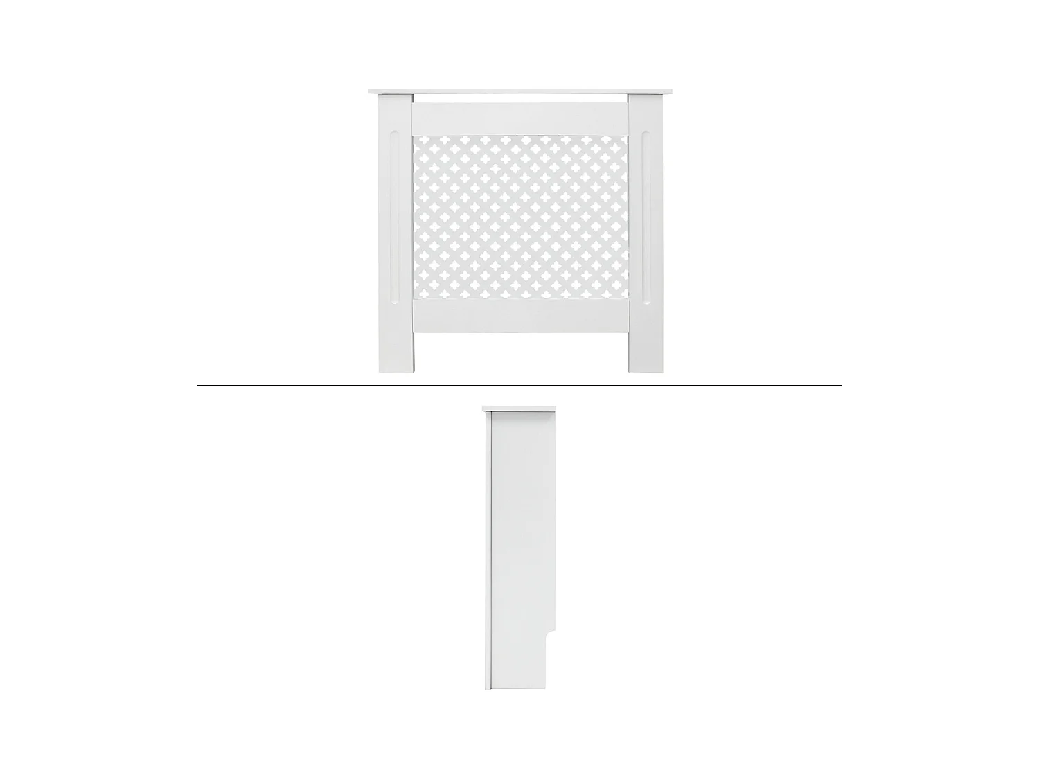 ECD Germany Cubierta para radiador 78x19x82cm MDF lacado blanco diseño nido de abejas mueble protector vintage acabado mate para calefacción de pared