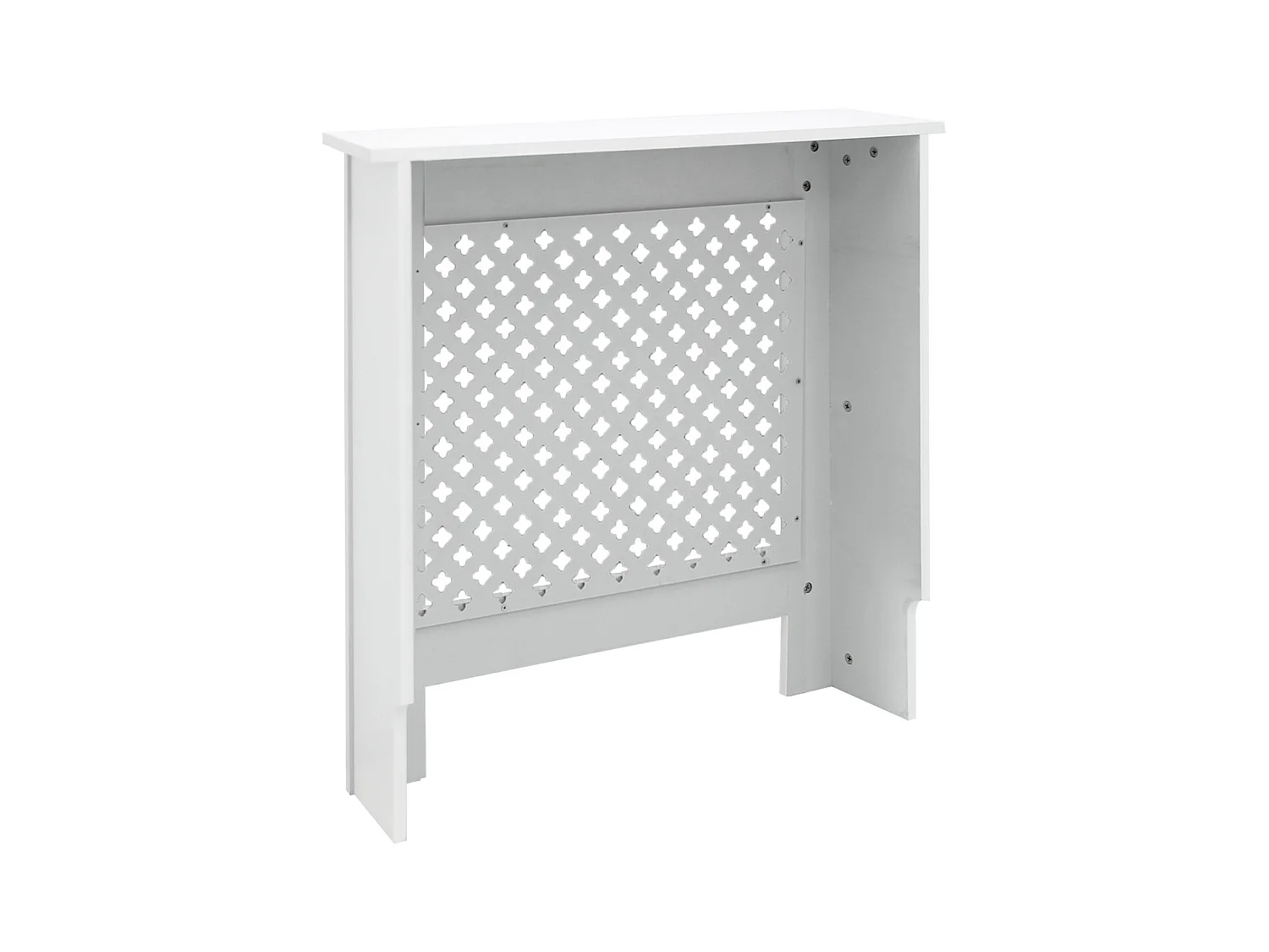 ECD Germany Cubierta para radiador 78x19x82cm MDF lacado blanco diseño nido de abejas mueble protector vintage acabado mate para calefacción de pared