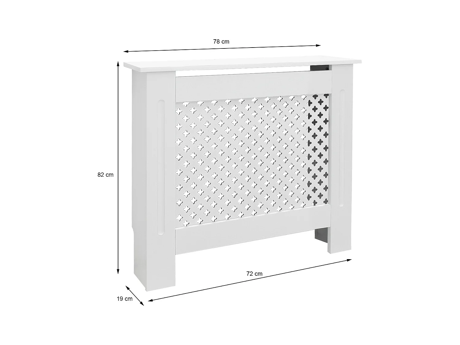 ECD Germany Cubierta para radiador 78x19x82cm MDF lacado blanco diseño nido de abejas mueble protector vintage acabado mate para calefacción de pared