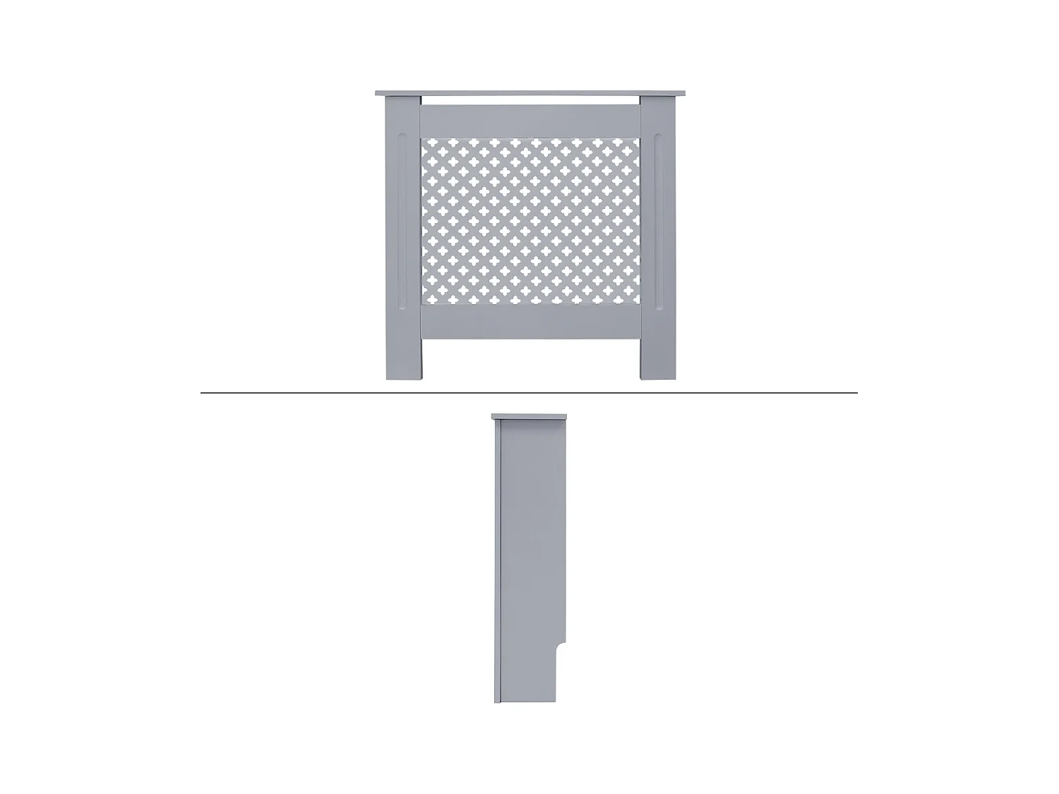 ECD Germany Copritermosifone in legno MDF laccato grigio 78x19x82 cm con motivo a nido d'ape piano d'appoggio copertura protettiva per radiatore