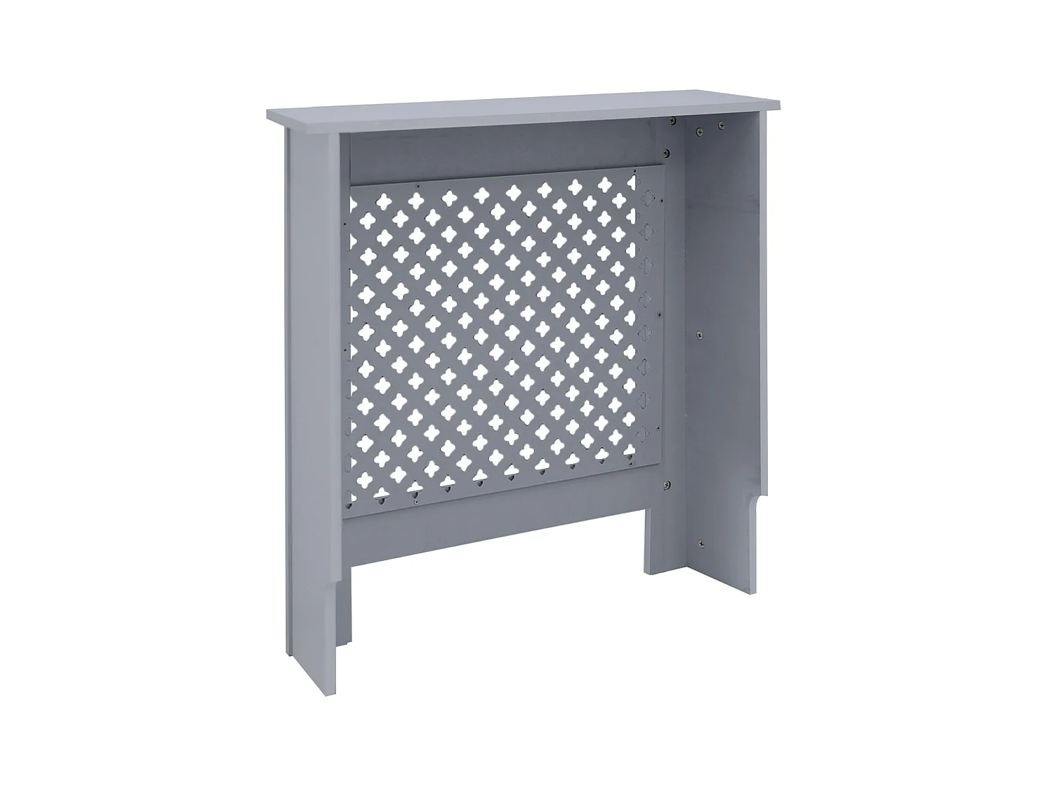 ECD Germany Copritermosifone in legno MDF laccato grigio 78x19x82 cm con motivo a nido d'ape piano d'appoggio copertura protettiva per radiatore