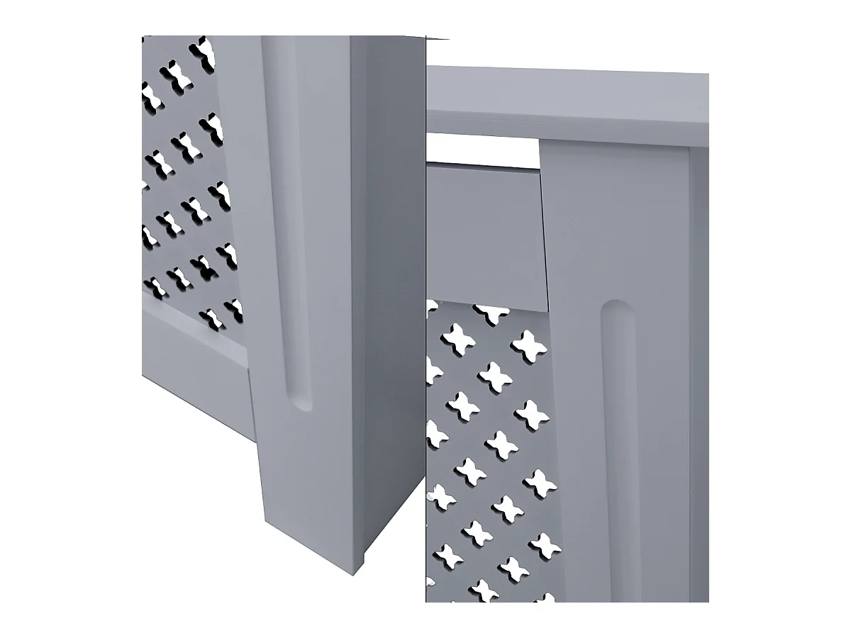 ECD Germany Copritermosifone in legno MDF laccato grigio 78x19x82 cm con motivo a nido d'ape piano d'appoggio copertura protettiva per radiatore