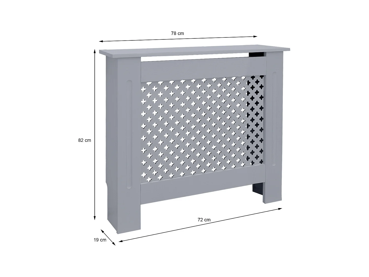 ECD Germany Copritermosifone in legno MDF laccato grigio 78x19x82 cm con motivo a nido d'ape piano d'appoggio copertura protettiva per radiatore