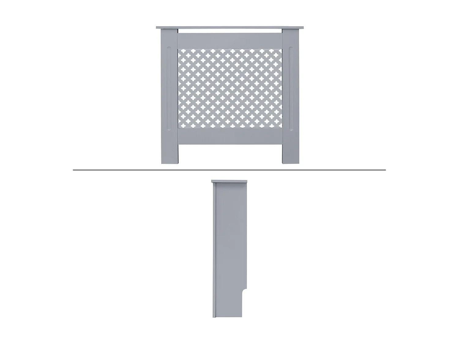 ECD Germany Copritermosifone in legno MDF laccato grigio 78x19x82 cm con motivo a nido d'ape piano d'appoggio copertura protettiva per radiatore