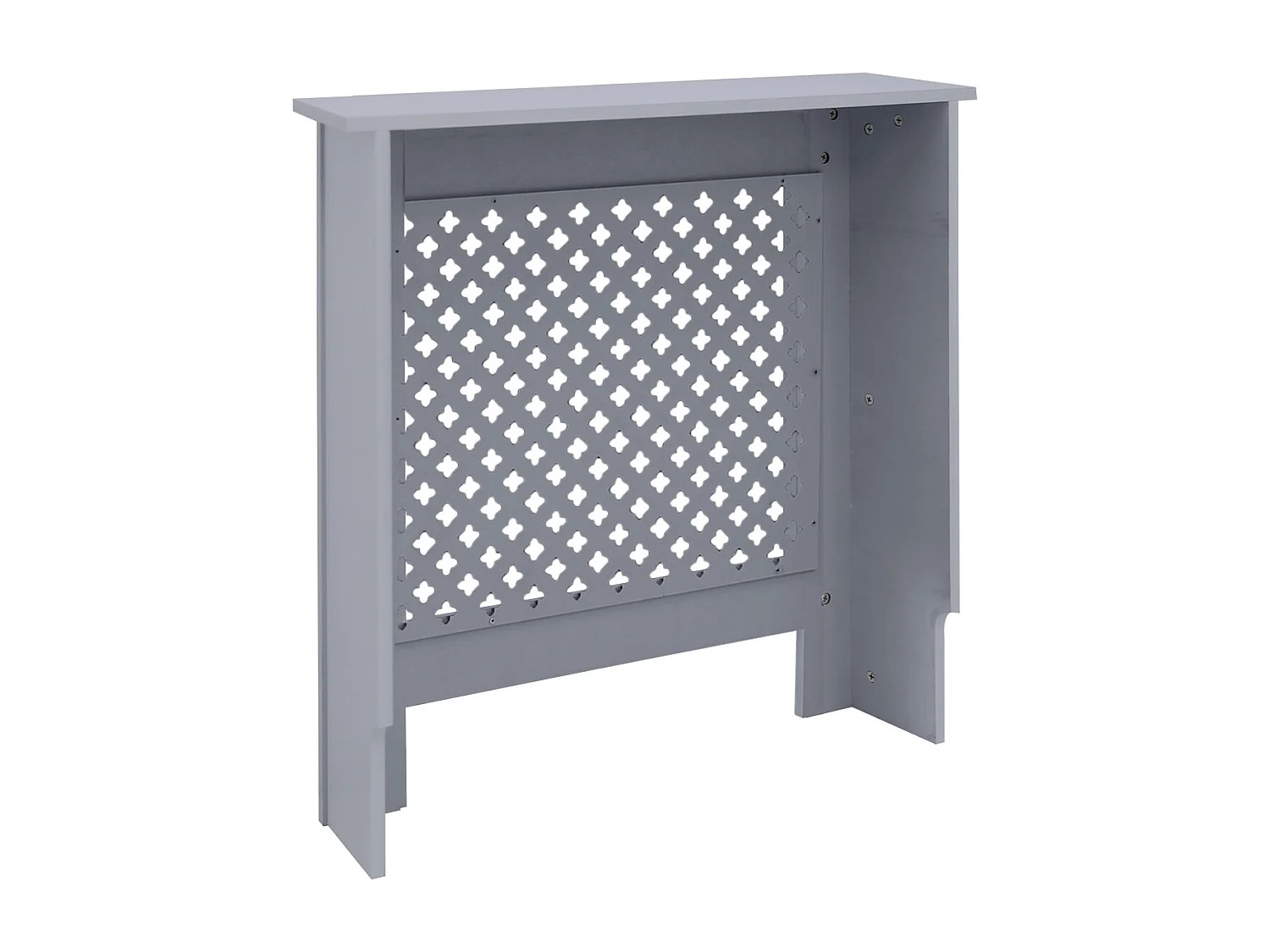 ECD Germany Copritermosifone in legno MDF laccato grigio 78x19x82 cm con motivo a nido d'ape piano d'appoggio copertura protettiva per radiatore