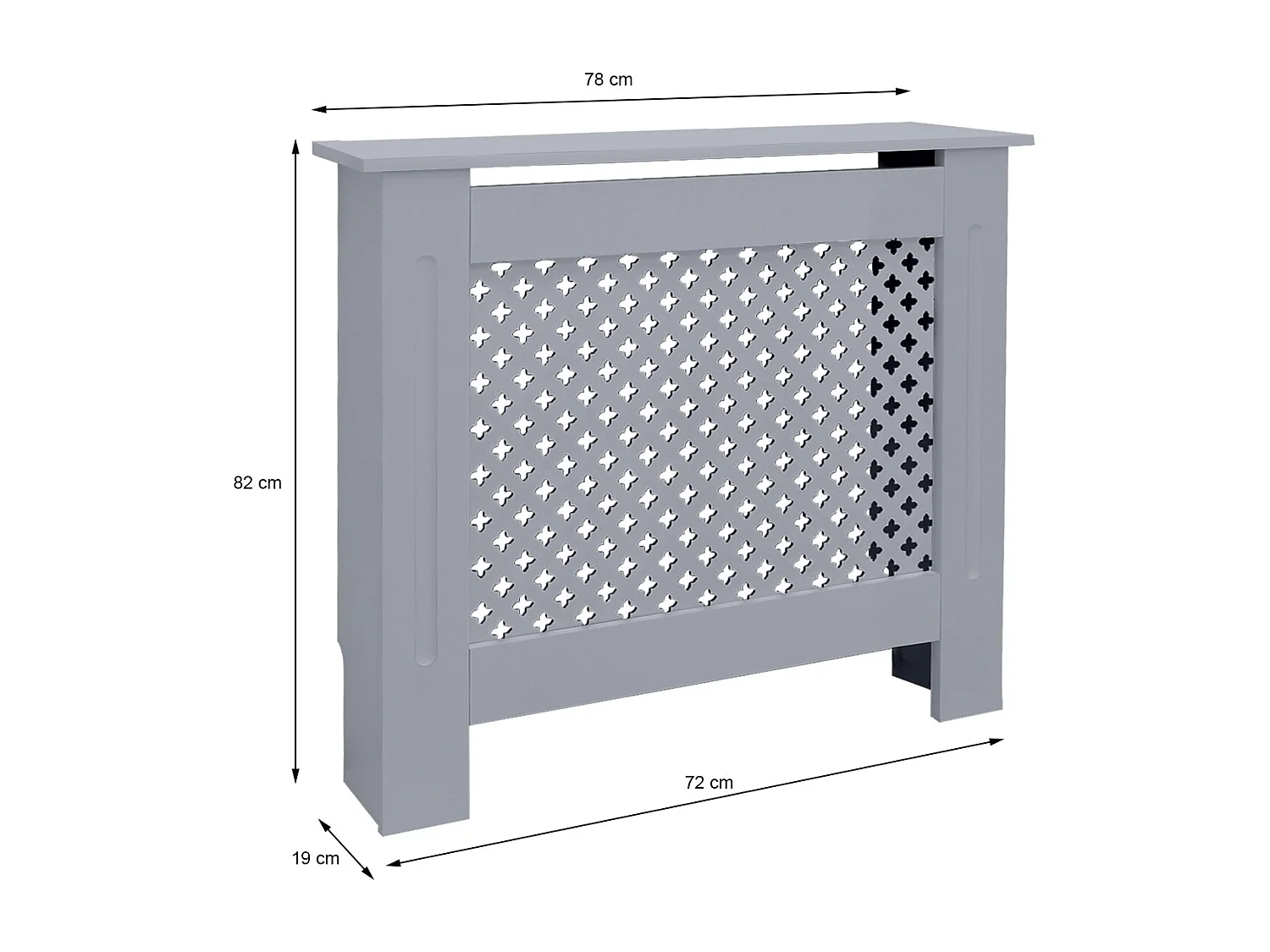 ECD Germany Copritermosifone in legno MDF laccato grigio 78x19x82 cm con motivo a nido d'ape piano d'appoggio copertura protettiva per radiatore