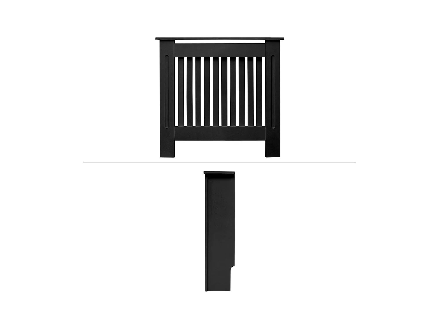 ECD Germany Cubierta para radiador 78x19x82cm MDF lacado negro diseño de láminas mueble protector vintage acabado mate para calefacción de pared