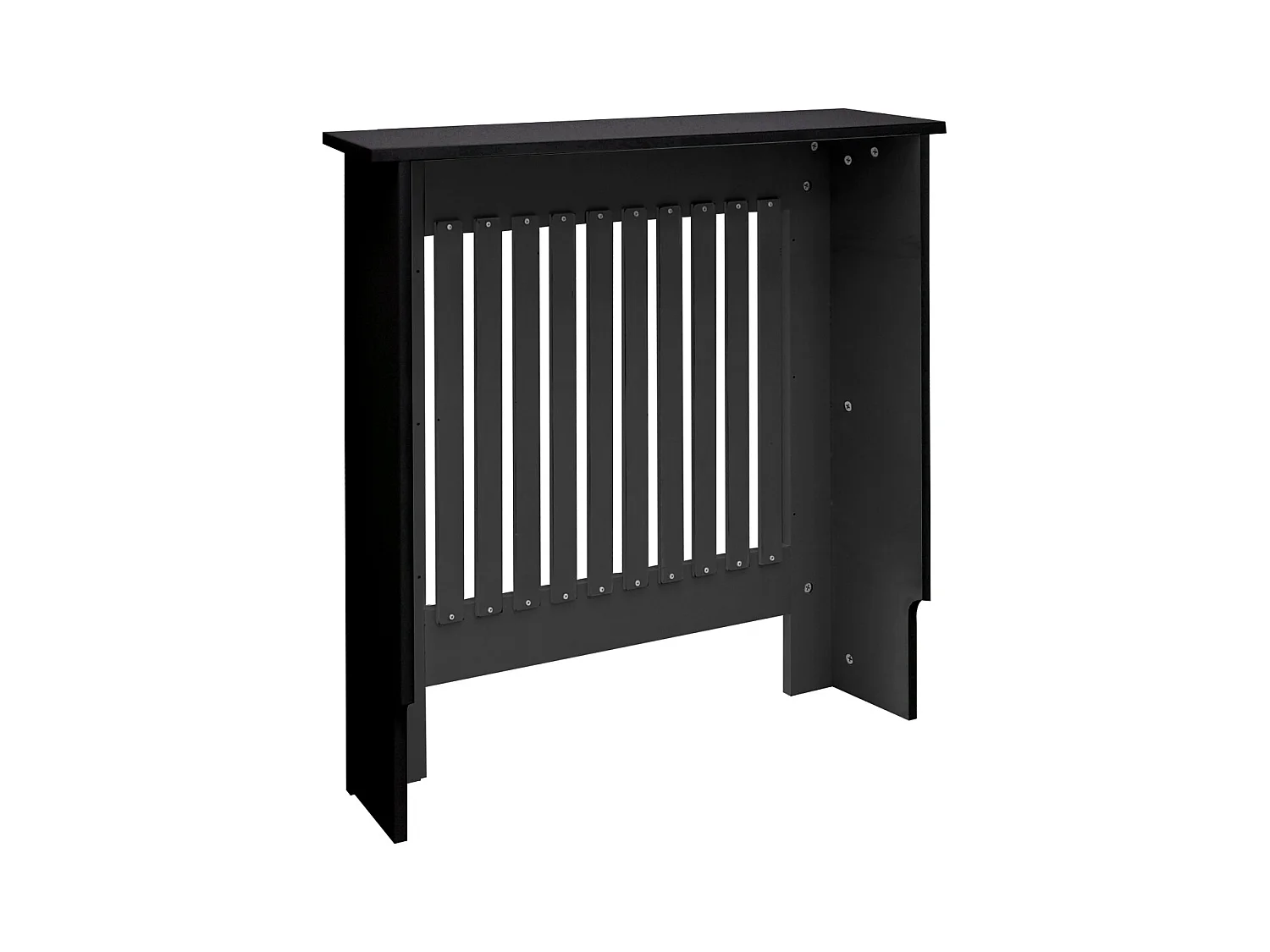 ECD Germany Cubierta para radiador 78x19x82cm MDF lacado negro diseño de láminas mueble protector vintage acabado mate para calefacción de pared