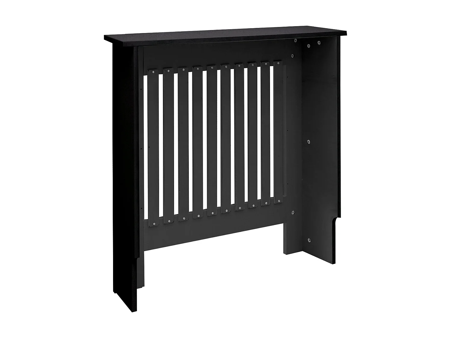 ECD Germany Copritermosifone in legno MDF nero 78x19x82 cm stile casa di campagna con piano d'appoggio copertura protettiva per radiatore