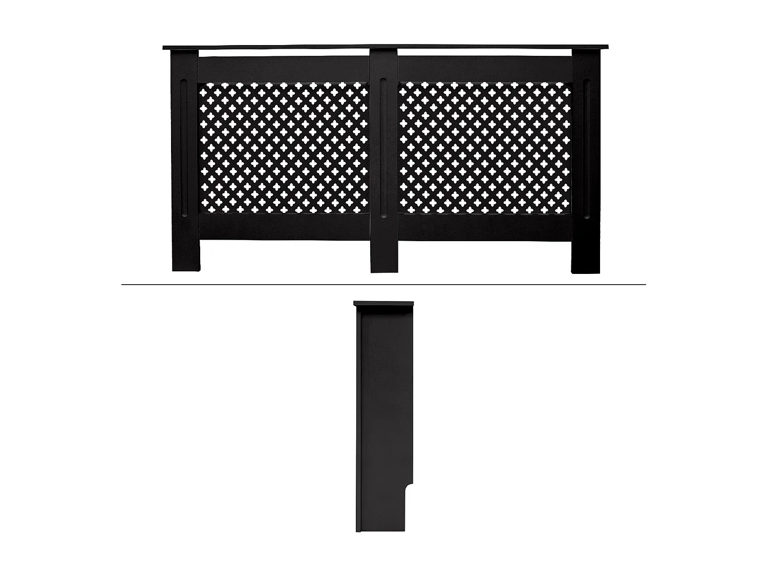 ECD Germany Copritermosifone in legno MDF nero 152x19x82 cm con motivo a nido d'ape piano d'appoggio copertura protettiva per radiatore