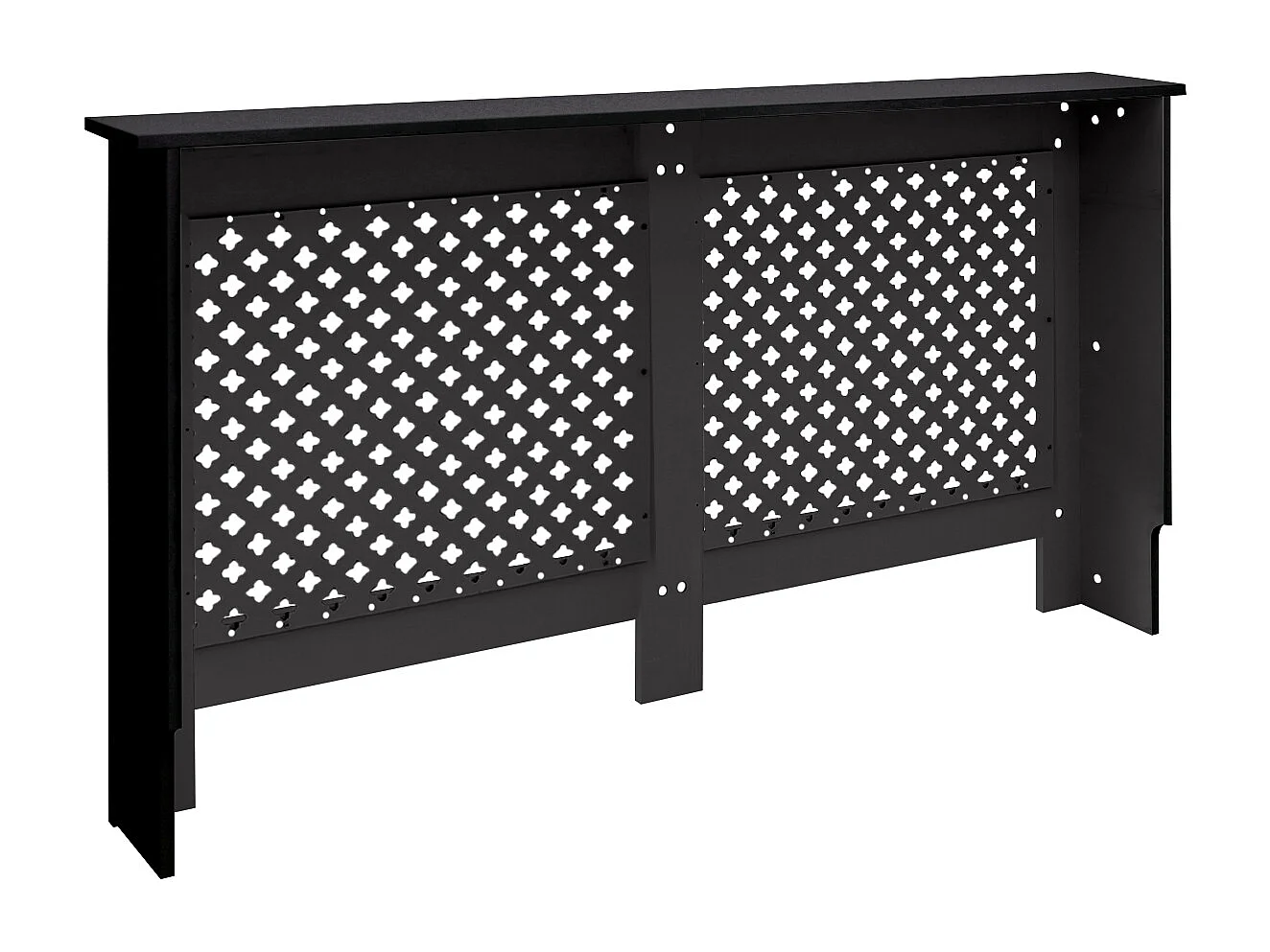 ECD Germany Copritermosifone in legno MDF nero 152x19x82 cm con motivo a nido d'ape piano d'appoggio copertura protettiva per radiatore