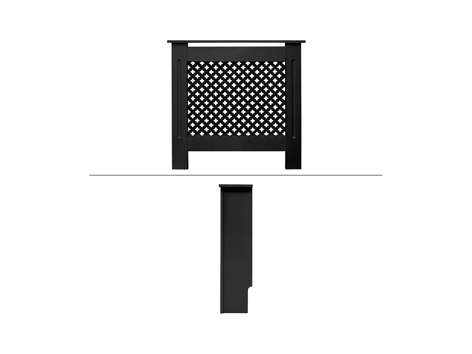 ECD Germany Cubierta para radiador 78x19x82cm MDF lacado negro diseño nido de abejas mueble protector vintage acabado mate para calefacción de pared