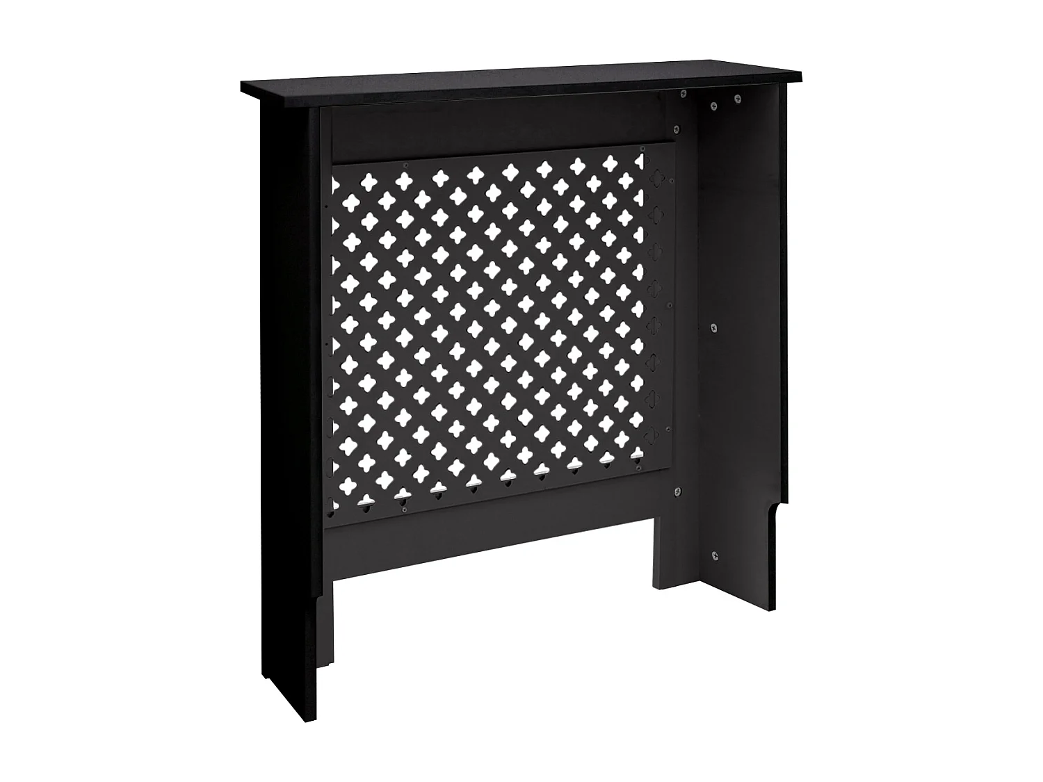 ECD Germany Cubierta para radiador 78x19x82cm MDF lacado negro diseño nido de abejas mueble protector vintage acabado mate para calefacción de pared