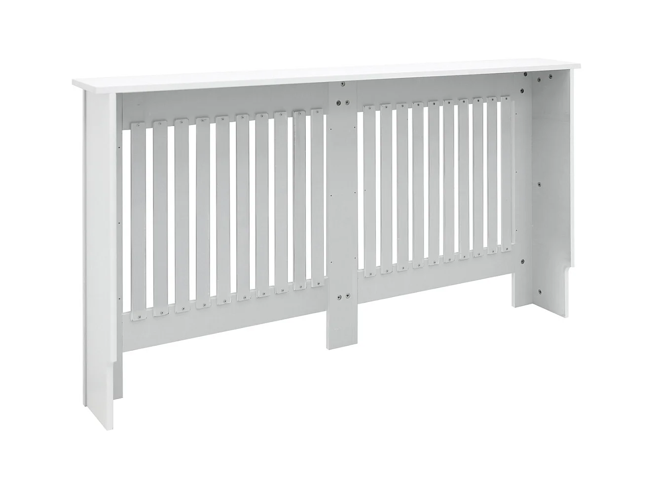 ECD Germany Cubierta para radiador 152x19x82cm MDF lacado blanco diseño de láminas mueble protector vintage acabado mate para calefacción de pared