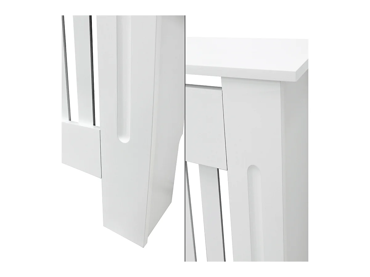 ECD Germany Cubierta para radiador 152x19x82cm MDF lacado blanco diseño de láminas mueble protector vintage acabado mate para calefacción de pared