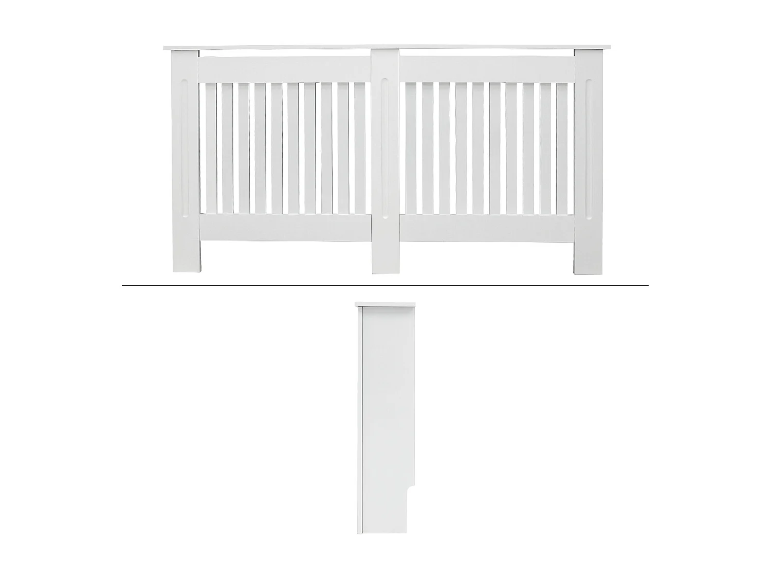 ECD Germany Copritermosifone in legno MDF bianco 152x19x82 cm stile casa di campagna con piano d'appoggio copertura protettiva per radiatore