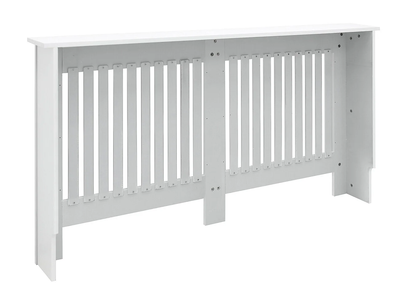 ECD Germany Copritermosifone in legno MDF bianco 152x19x82 cm stile casa di campagna con piano d'appoggio copertura protettiva per radiatore