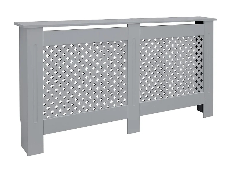 ECD Germany Cubierta para radiador 152x19x82cm MDF lacado gris diseño nido abejas mueble protector vintage con acabado mate para calefacción de pared