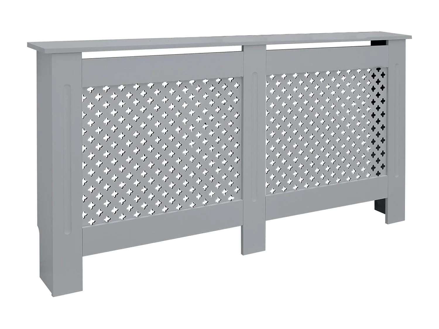 ECD Germany Cubierta para radiador 152x19x82cm MDF lacado gris diseño nido abejas mueble protector vintage con acabado mate para calefacción de pared