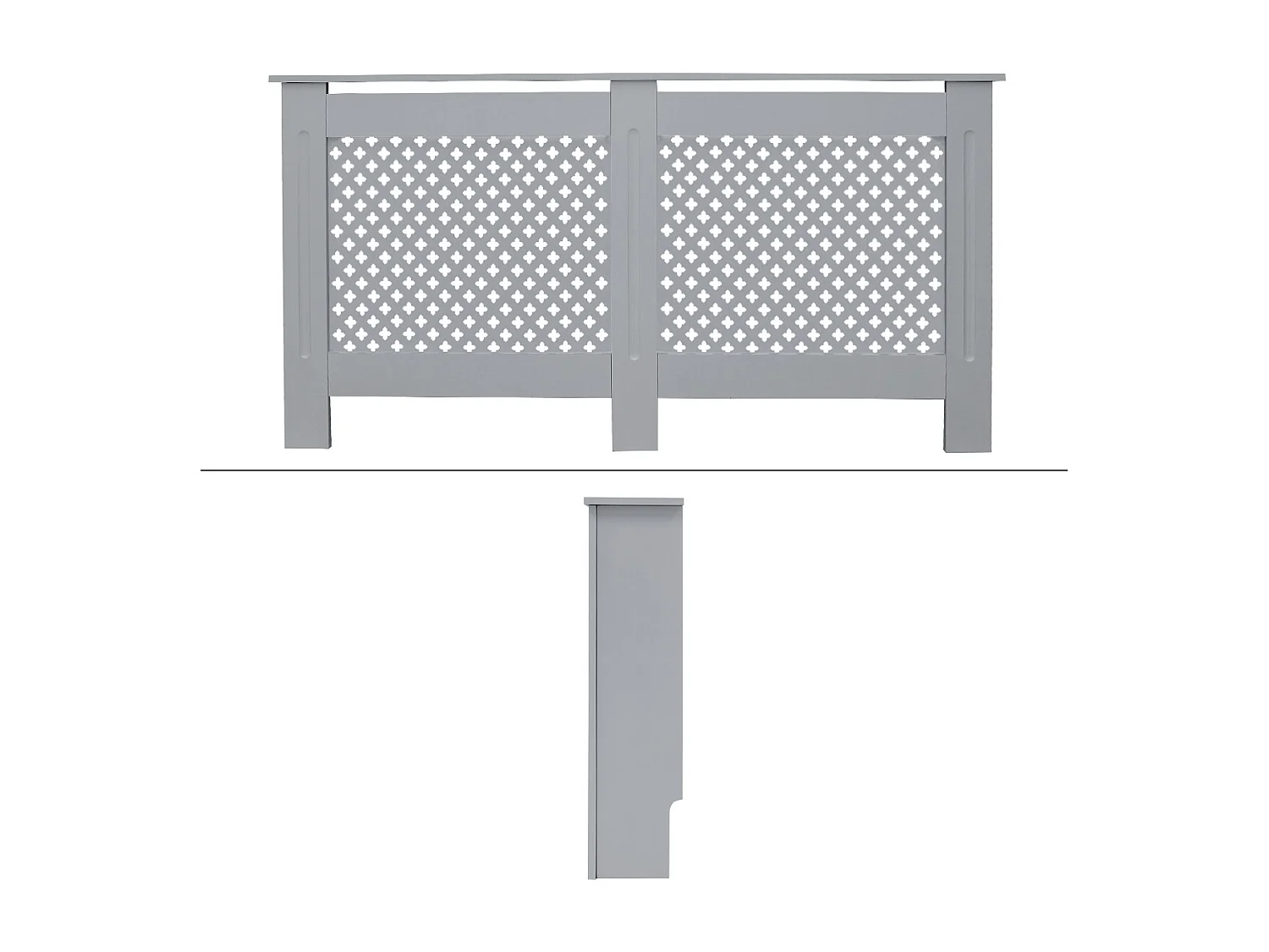 ECD Germany Cubierta para radiador 152x19x82cm MDF lacado gris diseño nido abejas mueble protector vintage con acabado mate para calefacción de pared