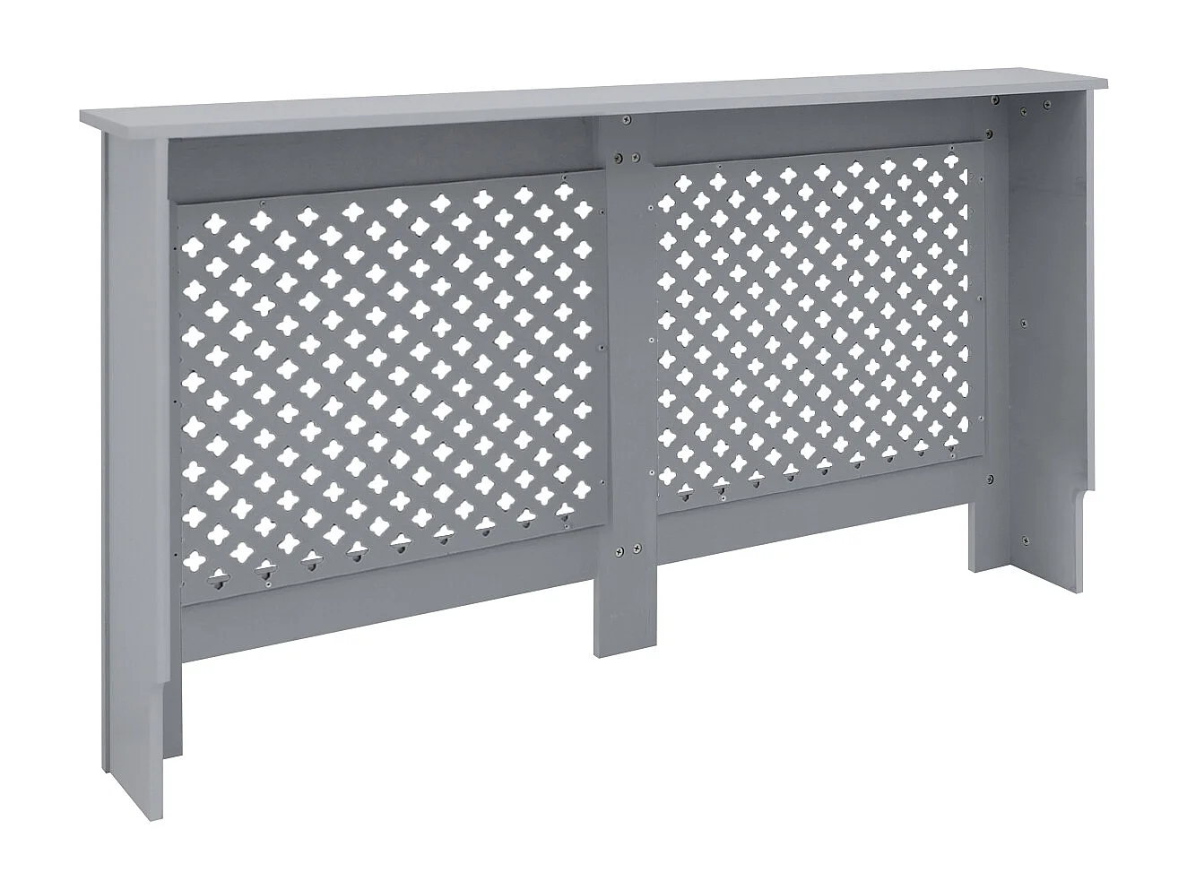 ECD Germany Cubierta para radiador 152x19x82cm MDF lacado gris diseño nido abejas mueble protector vintage con acabado mate para calefacción de pared