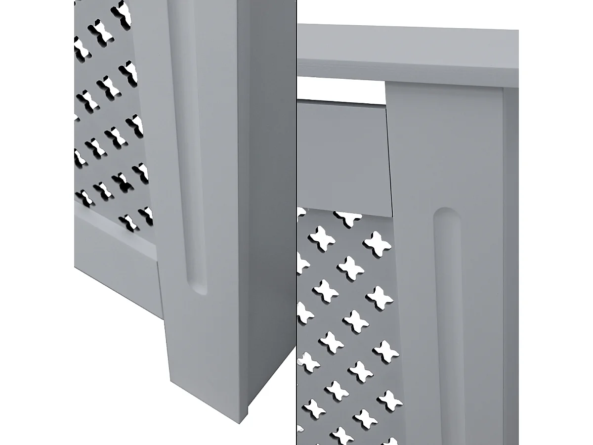 ECD Germany Cubierta para radiador 152x19x82cm MDF lacado gris diseño nido abejas mueble protector vintage con acabado mate para calefacción de pared