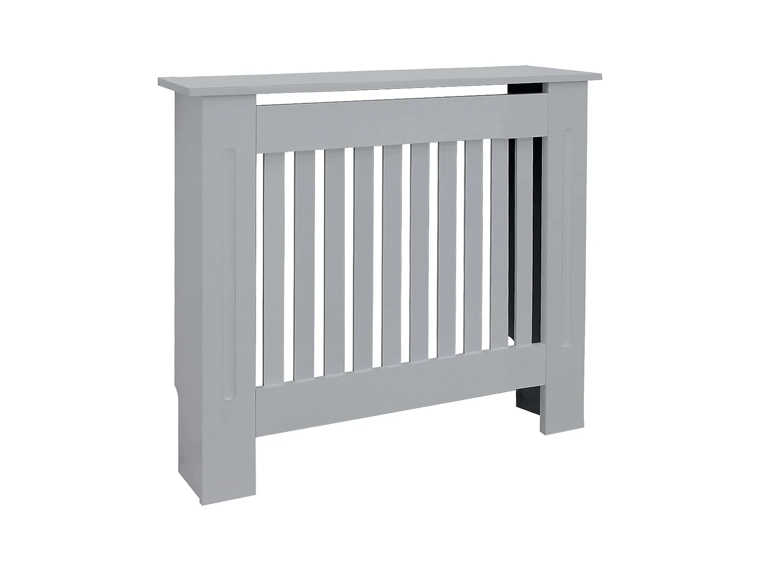 Cache-radiateur 78x19x82 cm gris à lattes verticales avec une surface d'étagère habillage robuste en bois MDF matériel de montage mural inclus
