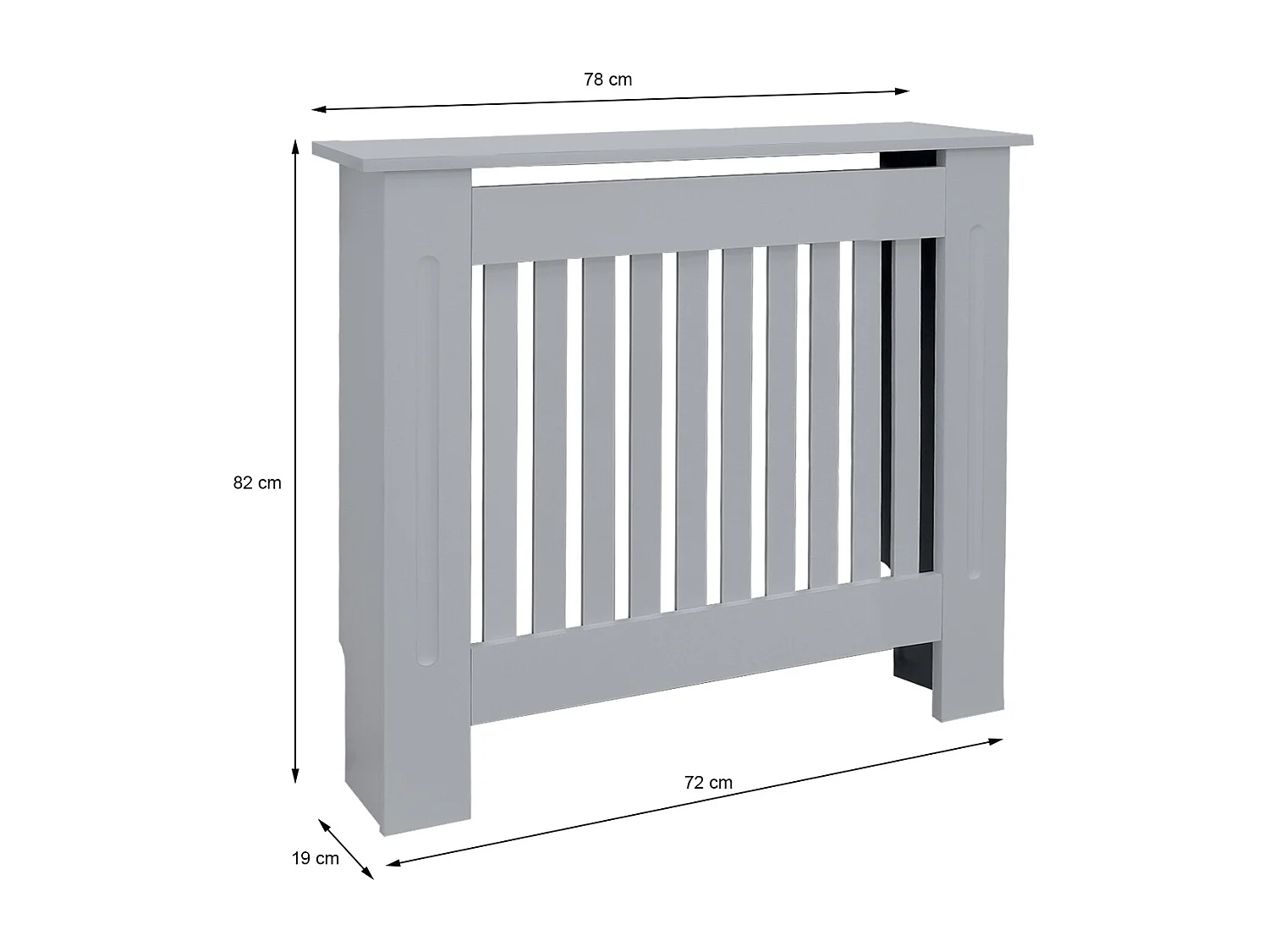 ECD Germany Copritermosifone in legno MDF laccato grigio 78x19x82 cm stile rustico con piano d'appoggio copertura protettiva per radiatore