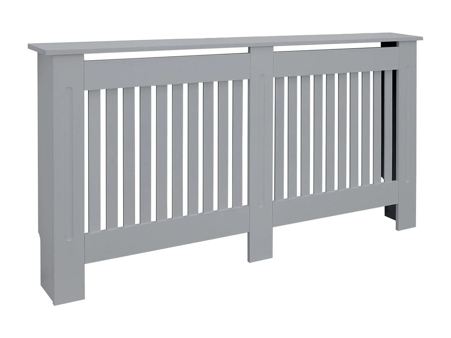 ECD Germany Copritermosifone in legno MDF laccato grigio 152x19x82 cm stile rustico con piano d'appoggio copertura protettiva per radiatore