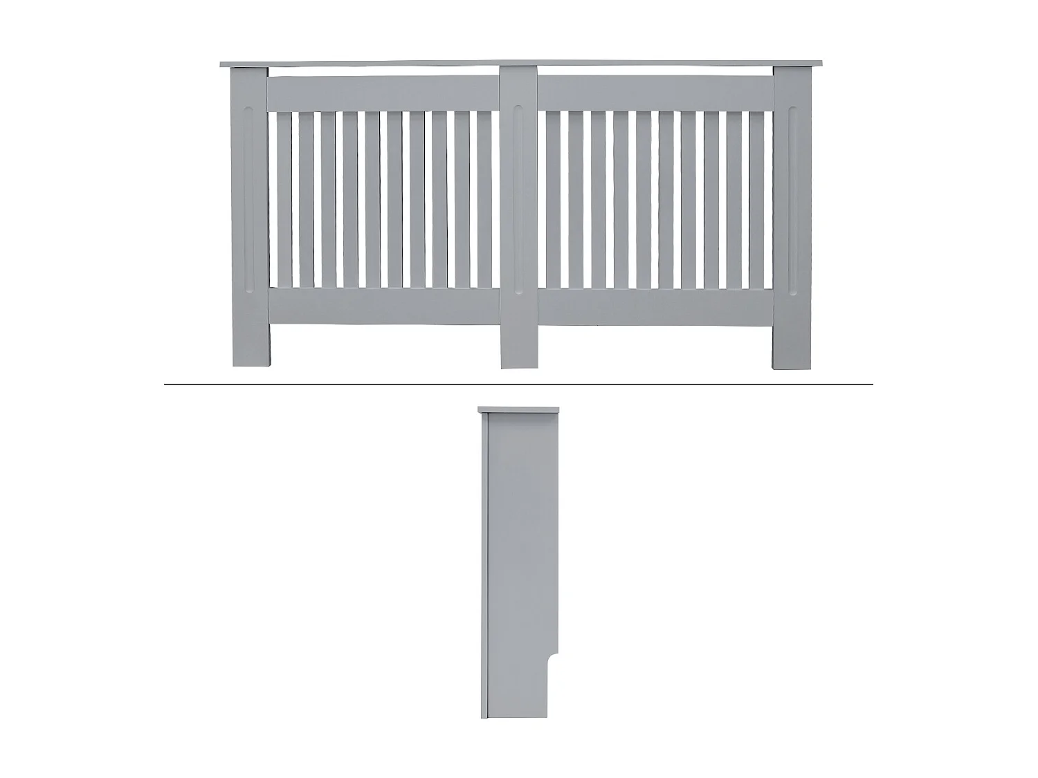 ECD Germany Copritermosifone in legno MDF laccato grigio 152x19x82 cm stile rustico con piano d'appoggio copertura protettiva per radiatore