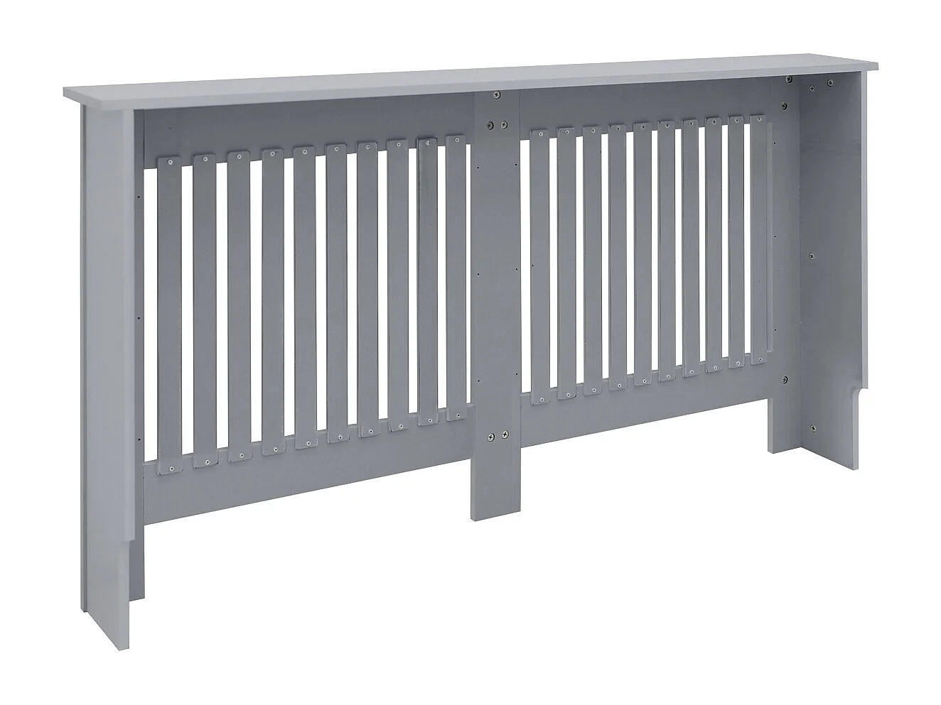 ECD Germany Copritermosifone in legno MDF laccato grigio 152x19x82 cm stile rustico con piano d'appoggio copertura protettiva per radiatore