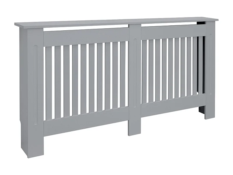 ECD Germany Copritermosifone in legno MDF laccato grigio 152x19x82 cm stile rustico con piano d'appoggio copertura protettiva per radiatore