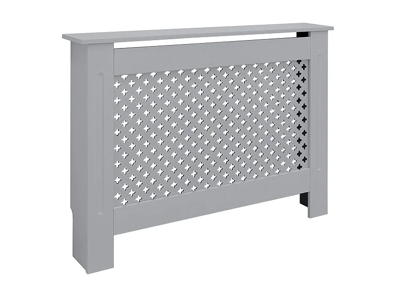 ECD Germany Cubierta para radiador 112x19x82cm MDF lacado gris diseño nido abejas mueble protector vintage con acabado mate para calefacción de pared