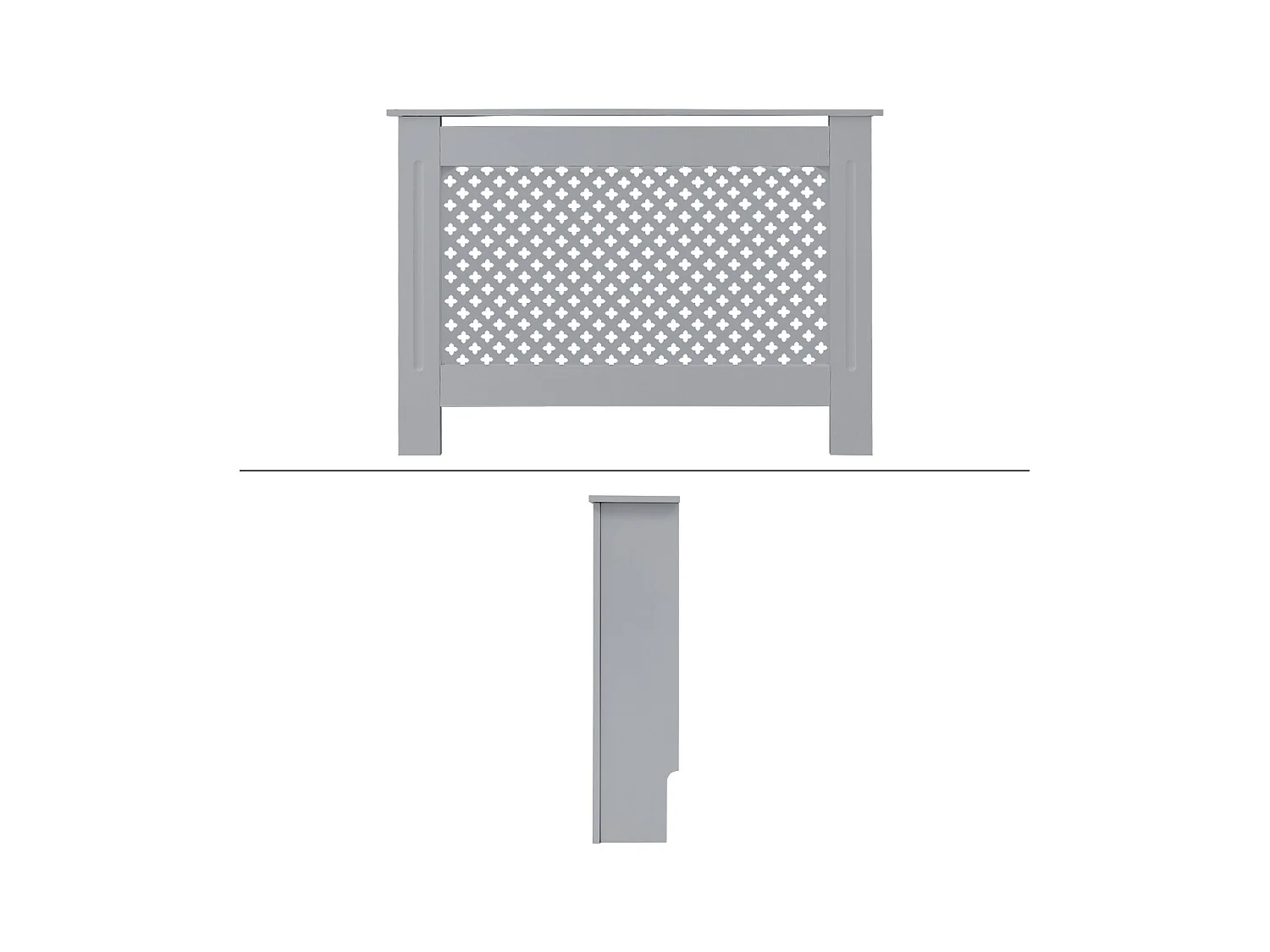 ECD Germany Cubierta para radiador 112x19x82cm MDF lacado gris diseño nido abejas mueble protector vintage con acabado mate para calefacción de pared