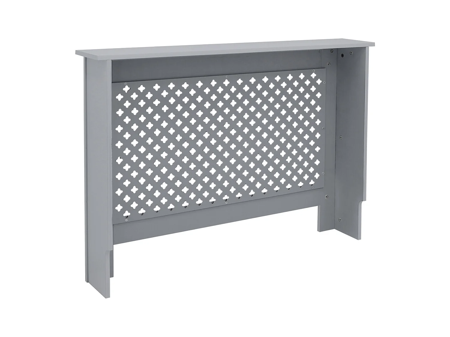 ECD Germany Cubierta para radiador 112x19x82cm MDF lacado gris diseño nido abejas mueble protector vintage con acabado mate para calefacción de pared