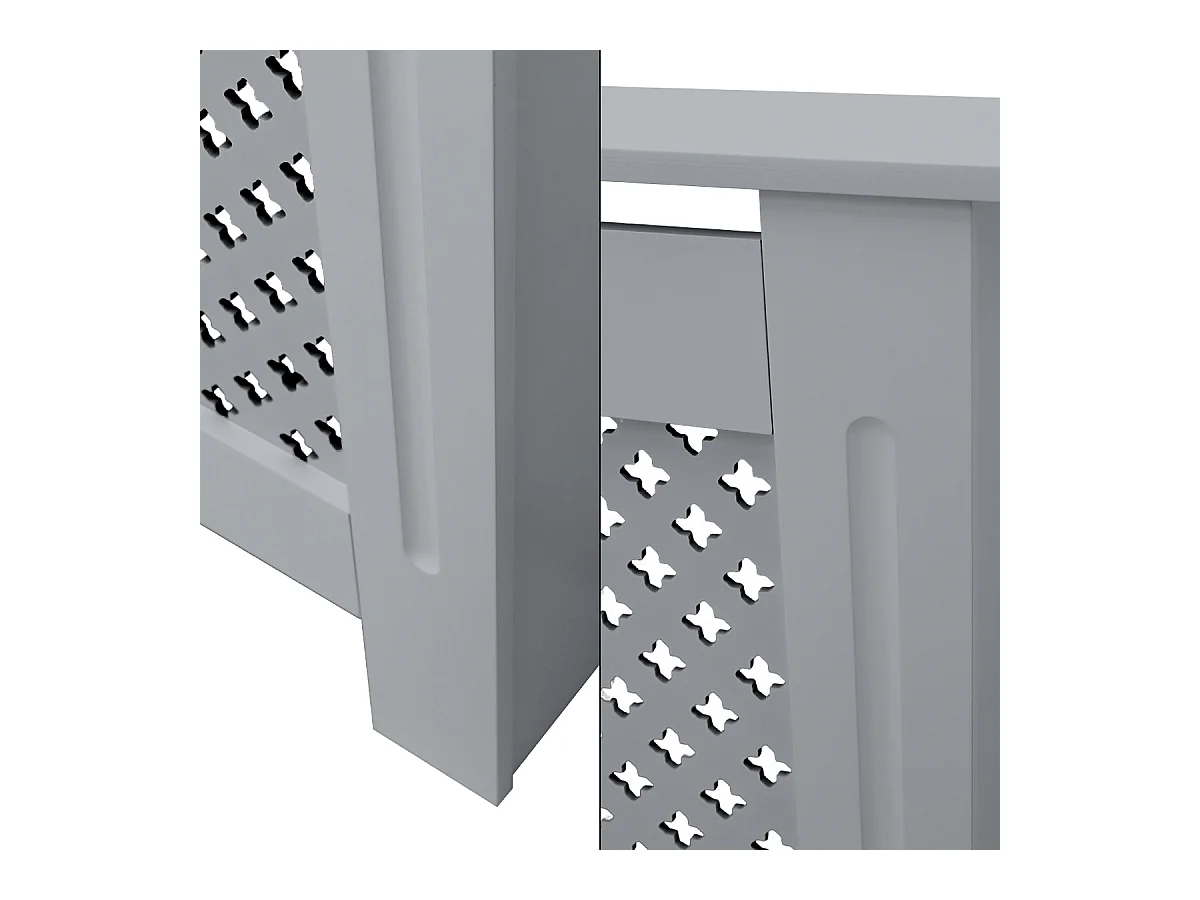 ECD Germany Cubierta para radiador 112x19x82cm MDF lacado gris diseño nido abejas mueble protector vintage con acabado mate para calefacción de pared