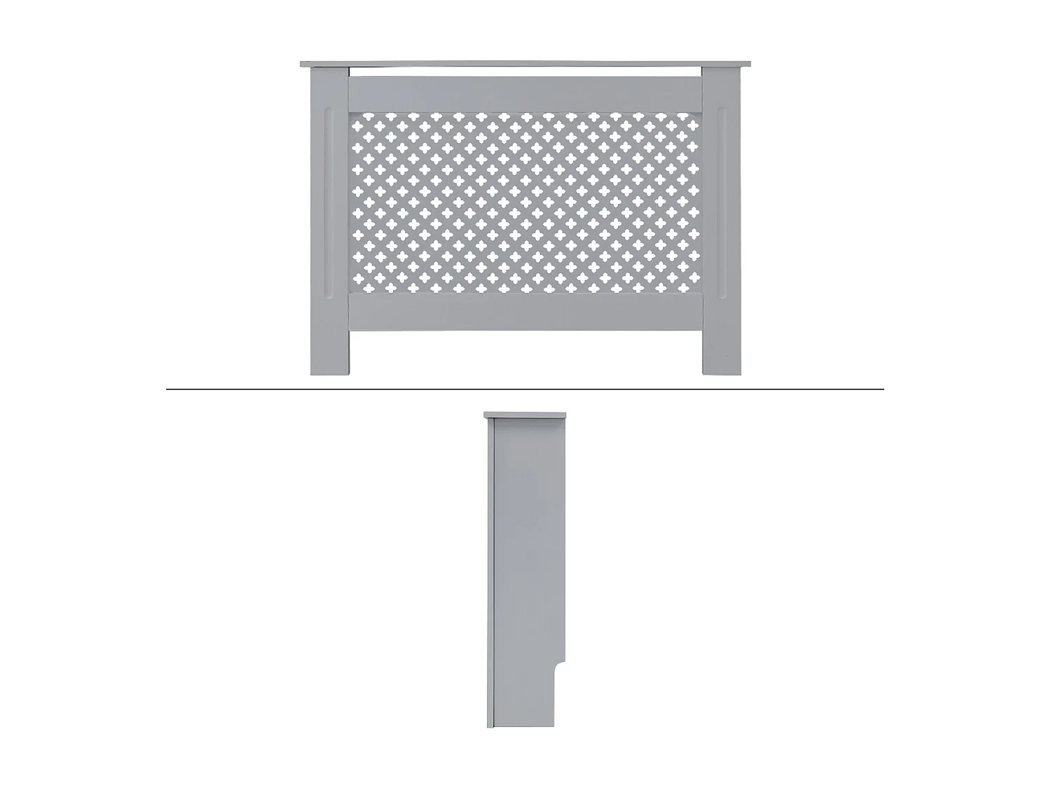 ECD Germany Cubierta para radiador 112x19x82cm MDF lacado gris diseño nido abejas mueble protector vintage con acabado mate para calefacción de pared