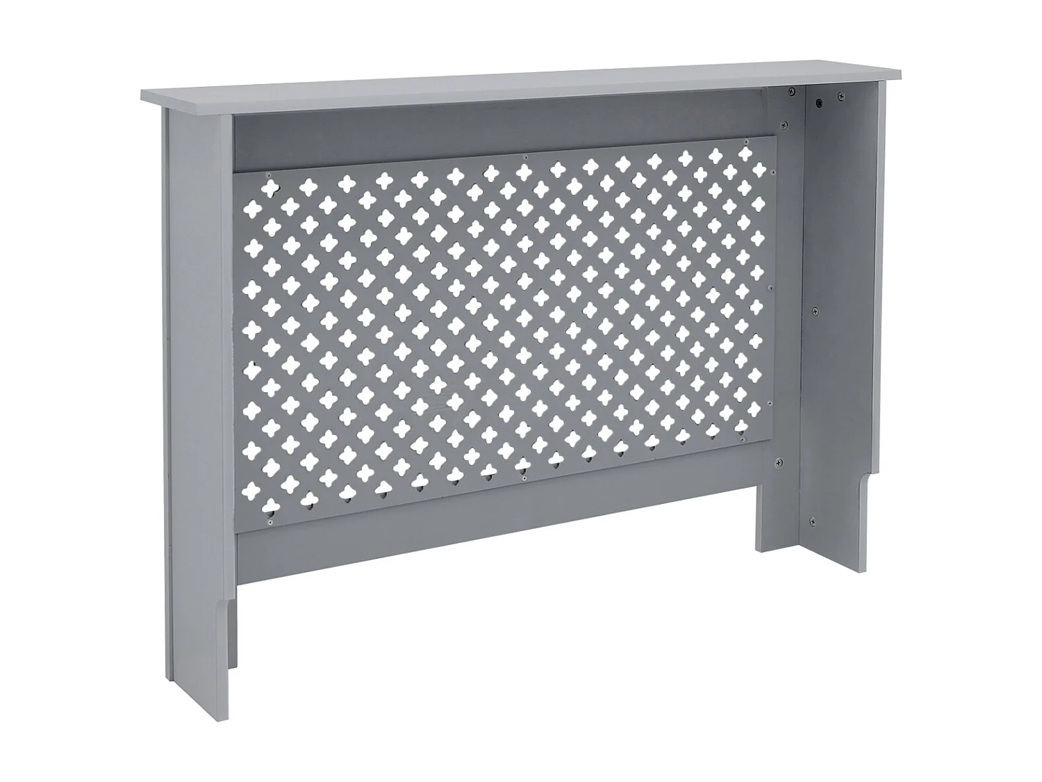 ECD Germany Cubierta para radiador 112x19x82cm MDF lacado gris diseño nido abejas mueble protector vintage con acabado mate para calefacción de pared