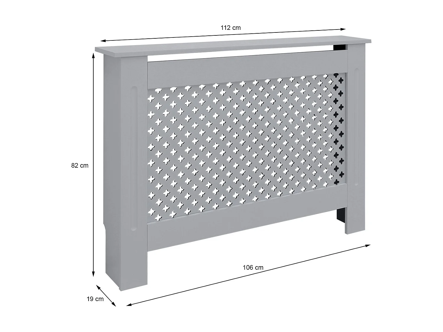 ECD Germany Cubierta para radiador 112x19x82cm MDF lacado gris diseño nido abejas mueble protector vintage con acabado mate para calefacción de pared