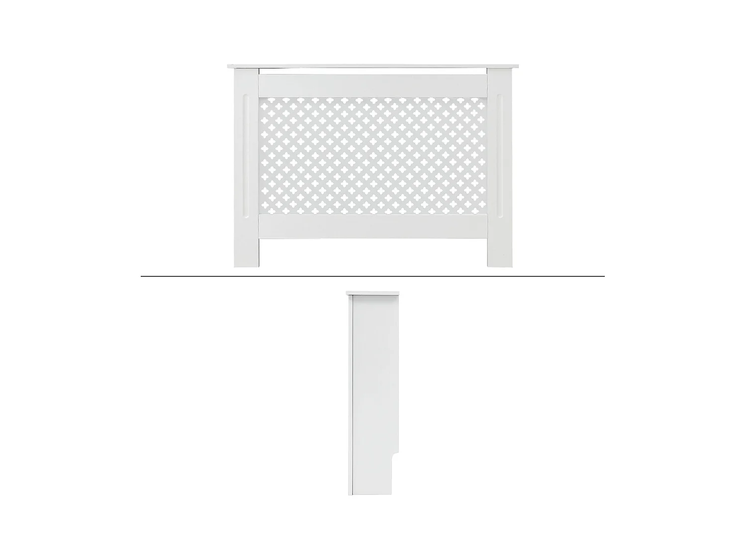 ECD Germany Cubierta para radiador 112x19x82cm MDF lacado blanco diseño nido de abejas mueble protector vintage acabado mate para calefacción de pared