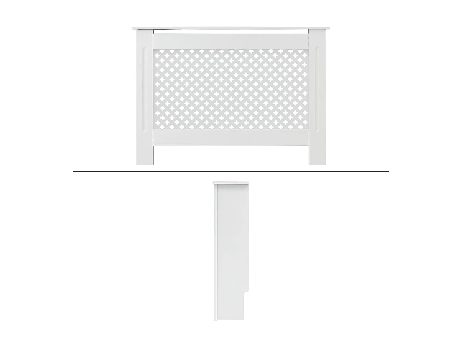 ECD Germany Copritermosifone in legno MDF bianco 112x19x82 cm con motivo a nido d'ape piano d'appoggio copertura protettiva per radiatore