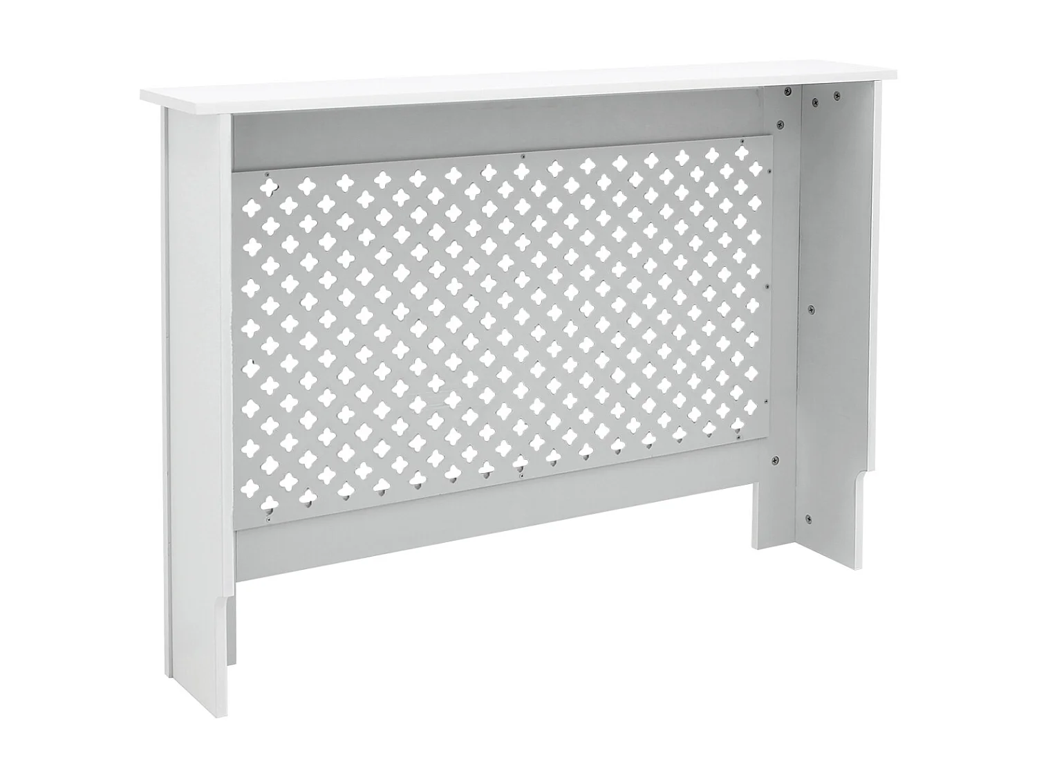 ECD Germany Copritermosifone in legno MDF bianco 112x19x82 cm con motivo a nido d'ape piano d'appoggio copertura protettiva per radiatore