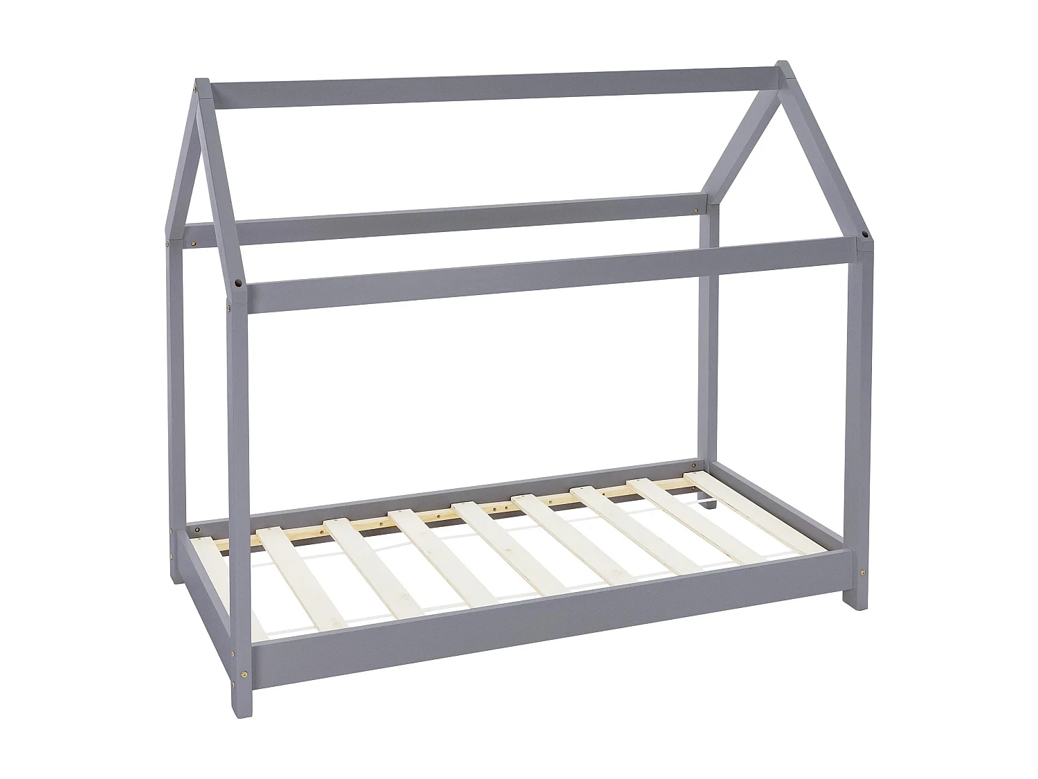 ML-Design Cama infantil 80x160cm color gris claro con listones de madera de pino maciza mobiliario forma de casa tienda de campaña para niños